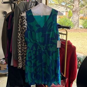 Nine West Women’s Dress in Blue and Green Tropical Print